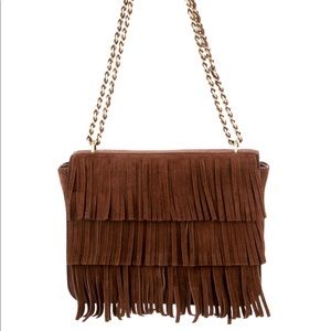 Authentic Tory Burch brown suede fringe purse